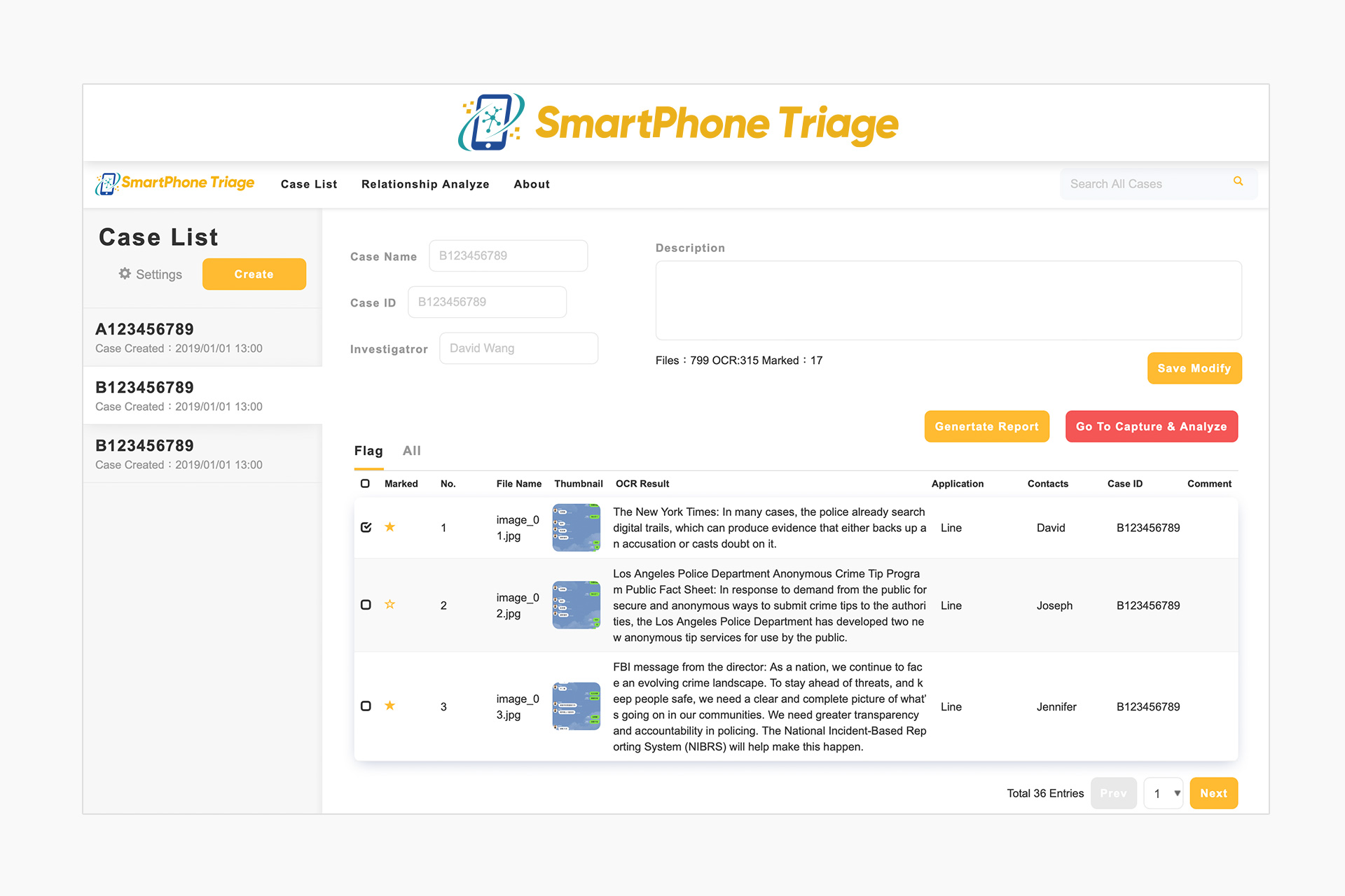smartphone triage ui